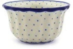 Polmedia Polish Pottery 4-inch Stoneware Fluted Bowl H5743E Hand Painted from Ceramika Artystyczna in Boleslawiec... N3