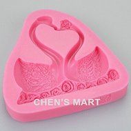 . 1 pc Double Swan Valentine Gift Loving Swans Rose Shape Silicone Mold Cake Decorating Fondant Sugarcraft Mould