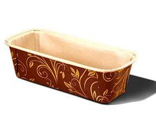 Rectangular Brown with Gold Design Paper Pan 6.21&quot; x 2.10&quot;x2.04&#039; (Pack of 100)