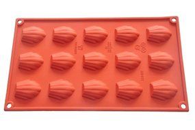 FOUR-C Baking Supplies Silicone Cake Pans Shell Cupcake Molds Color Purplish Red