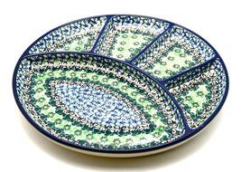 Polish Pottery Dish - Divided Appetizer - Kiwi