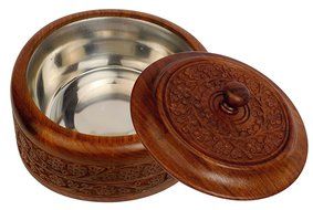 DIWALI OFFER Crafts&#039;man 7.5 Inch (Big Size)Crafts&#039;man Handcrafted Wooden Chapati Box with Stainless Steel N3