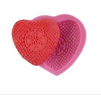 Autek Lace Heart Fondant Soap SugarCraft Cake Cookie Decorating Silicone Mold #140