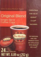 Tim Hortons Single Serve Coffee Original Blend 72 Count N6