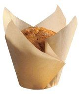 Hoffmaster 611121 Tulip Cup Cupcake Wrapper/Baking Cup, 2-1/4&quot; Diameter x 4&quot; Height, Large, Natural (4 Packs of...