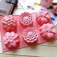 BST Cake Pan 6 Hole 3 Kinds Flower Shape Cake Mold Ice Jelly Chocolate Mold,Silicone 28*17.3*3.5 CM(11*6.8*1.4...