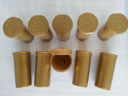 25 Pack GOLD - 30 Dram Pop Top Medical Bottles- Top Shelf Herb Pill Containers
