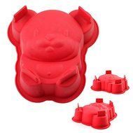 2win2buy 1PC Red Bear Silicon Chocolate Cake Mold Microwave Candy Baking Pan Bakeware