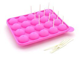 Zicome 20 Cavity Silicone Pink Lolly Pop Party Cupcake Baking Mold Cake Pop Stick Mold Tray - Read the Warming...