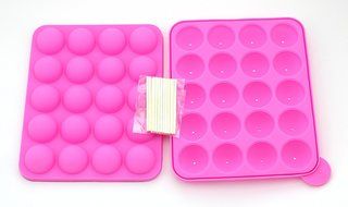 Zicome 20 Cavity Silicone Pink Lolly Pop Party Cupcake Baking Mold Cake Pop Stick Mold Tray - Read the Warming... N2