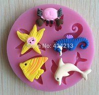 Deep Sea Animal mold mould,silicone cake tools fondant cake design mold