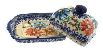 Polish Pottery Autumn Burst Butter Dish N2