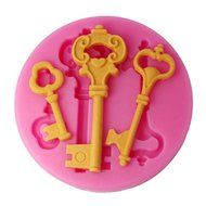 FOUR-C Halloween Gift Cake Embossing Mold Keys Decor Silicone Mould Color Pink