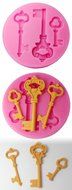 FOUR-C Halloween Gift Cake Embossing Mold Keys Decor Silicone Mould Color Pink N2