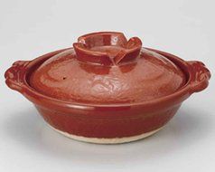 Akaraku for 3-4 persons 10inch Donabe Japanese Hot pot Red Ceramic Made in Japan