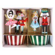 Meri Meri Nutcracker Cupcake Kit 45-2357, Set includes 24 Cupcake Cases and 24 Toppers