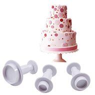 Lariy Round Plastic Fondant Plunger Cutters Christmas Fondant Cake Decorating Tools white