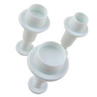 Lariy Round Plastic Fondant Plunger Cutters Christmas Fondant Cake Decorating Tools white N6