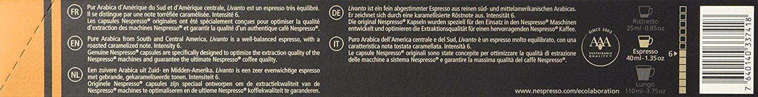 Nespresso OriginalLine Capsules: Livanto, 50 Count N2