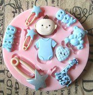 Cute baby baking DIY holiday gift chocolate biscuit cake mold silicone mold baking mold cake decorating tools...