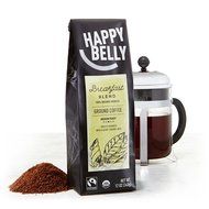 Happy Belly Breakfast Blend Organic Fairtrade Coffee, Medium Roast, Whole Bean, 12 ounce N9