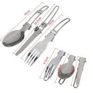 BBQ Camping Hiking Picnic Folding Cutlery Set Knife Fork Spoon Utensil with a Bag 3pcs N2
