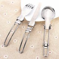 BBQ Camping Hiking Picnic Folding Cutlery Set Knife Fork Spoon Utensil with a Bag 3pcs N5