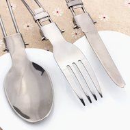 BBQ Camping Hiking Picnic Folding Cutlery Set Knife Fork Spoon Utensil with a Bag 3pcs N6