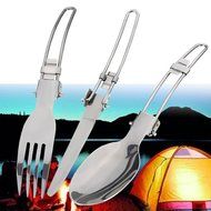 BBQ Camping Hiking Picnic Folding Cutlery Set Knife Fork Spoon Utensil with a Bag 3pcs N8