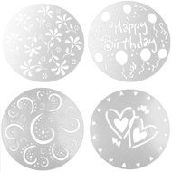 Funbase 4Pcs/Set DIY Round Cake Spray Transfer Mold Craft Decoration Tool