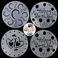 Funbase 4Pcs/Set DIY Round Cake Spray Transfer Mold Craft Decoration Tool N3