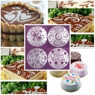 Funbase 4Pcs/Set DIY Round Cake Spray Transfer Mold Craft Decoration Tool N4
