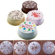 Funbase 4Pcs/Set DIY Round Cake Spray Transfer Mold Craft Decoration Tool N5