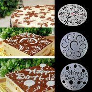 Funbase 4Pcs/Set DIY Round Cake Spray Transfer Mold Craft Decoration Tool N6