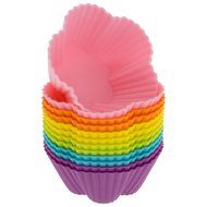 Freshware CB-301SC 12-Pack Silicone Mini Square Reusable Cupcake and Muffin Baking Cup, Six Vibrant Colors N3
