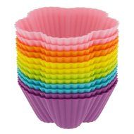 Freshware CB-301SC 12-Pack Silicone Mini Square Reusable Cupcake and Muffin Baking Cup, Six Vibrant Colors N4