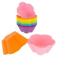 Freshware CB-301SC 12-Pack Silicone Mini Square Reusable Cupcake and Muffin Baking Cup, Six Vibrant Colors N5