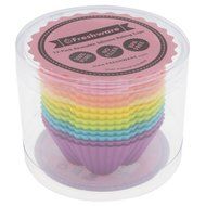 Freshware CB-301SC 12-Pack Silicone Mini Square Reusable Cupcake and Muffin Baking Cup, Six Vibrant Colors N6