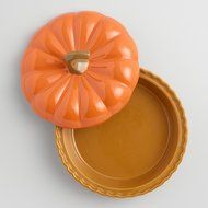 Orange Pumpkin Ceramic Pie Dish N2