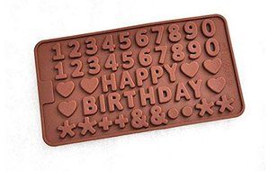 Happy Birthday &amp; Numbers Silicone Cake Mold Letter Ice Tray Chocolate Moulds Kitchen Baking Tools