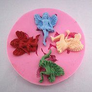 Longzang 4 Angels Art Deco Silicone Mold Sugar Craft DIY Gumpaste Cake Decorating Clay Pink