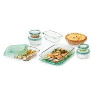 14-Piece Elegant And Durable Glass Baking Dish Set with Lids in Green, Superior Freezer To Oven Performance Usage... N2