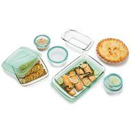 14-Piece Elegant And Durable Glass Baking Dish Set with Lids in Green, Superior Freezer To Oven Performance Usage... N3