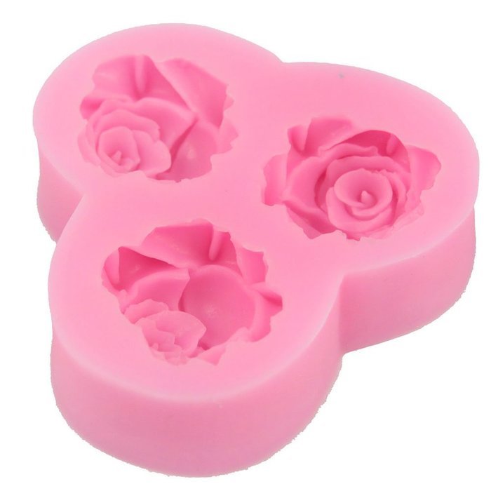 niceeshop(TM) 3 Cavity Flower Shape Decorating Party Silicone Cake Mold Fondant Baking Mold,Random Color N3