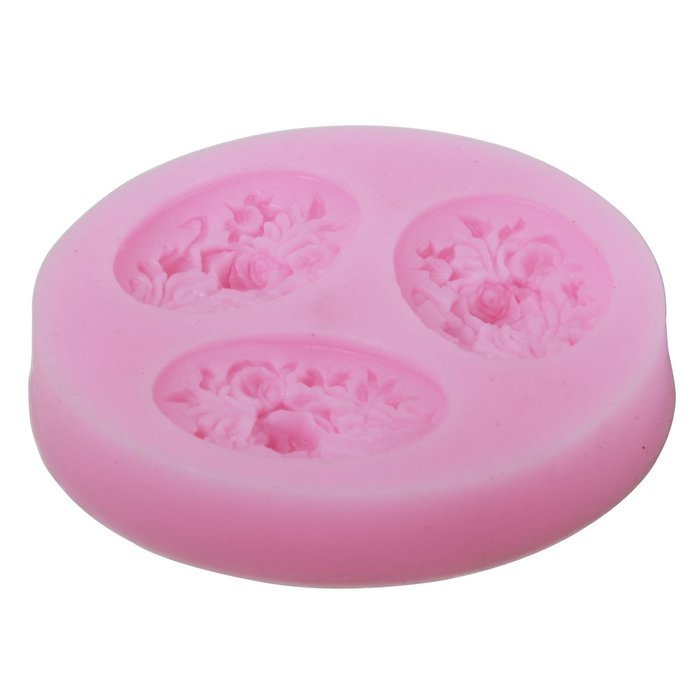 niceeshop(TM) 3 Cavity Flower Shape Decorating Party Silicone Cake Mold Fondant Baking Mold,Random Color N9