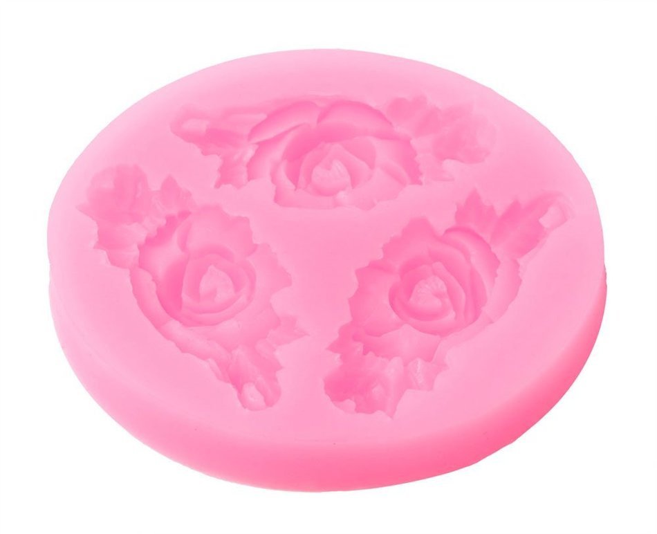 niceeshop(TM) 3 Cavity Flower Shape Decorating Party Silicone Cake Mold Fondant Baking Mold,Random Color N10