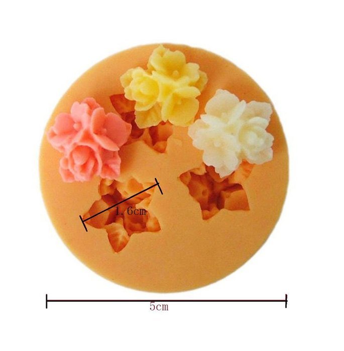 niceeshop(TM) 3 Cavity Flower Shape Decorating Party Silicone Cake Mold Fondant Baking Mold,Random Color N21