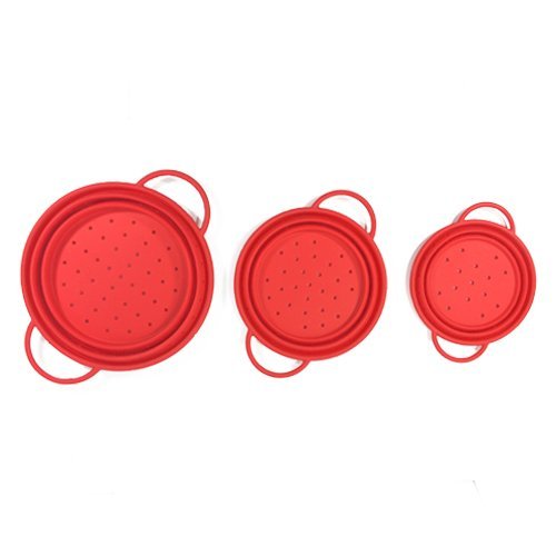 Silicone Collapsible Colanders Strainer Set (Red) #L #M #S N3