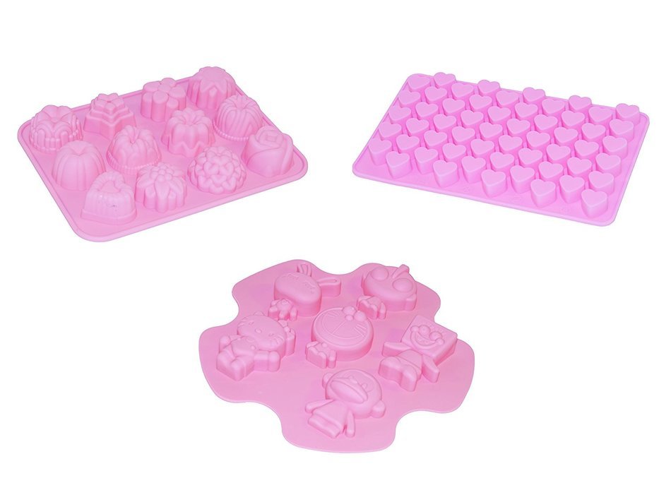 ALEKO SFCKIT Heat Resistant Non Stick Silicone Mini Hearts Various Shapes and Cartoon Characters Chocolate Cupcake...