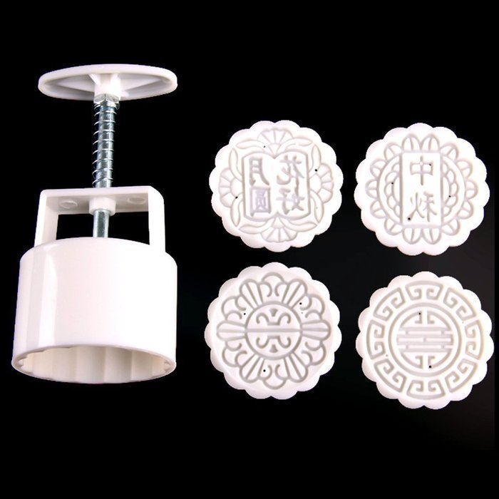 Blogger Mid-autumn Festival 4 Stamp Moon Cake Round Flower Mold Mould Decoration Pastry N3